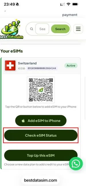 Check eSIM status