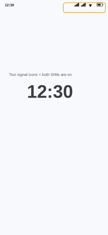 Status bar with two SIMs