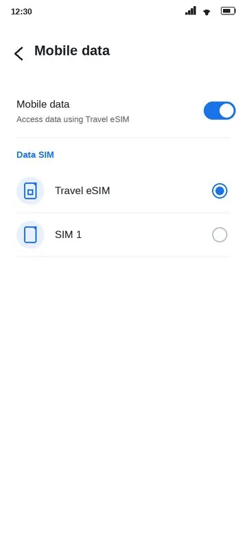 Mobile data to eSIM